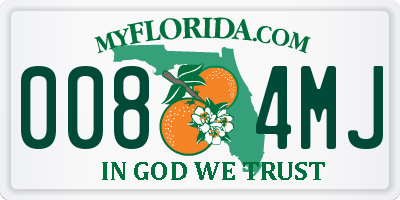 FL license plate 0084MJ