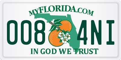 FL license plate 0084NI