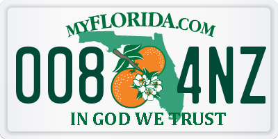 FL license plate 0084NZ
