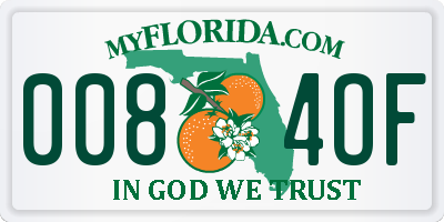 FL license plate 0084OF