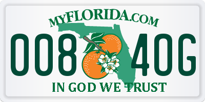 FL license plate 0084OG