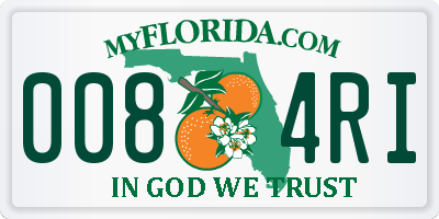 FL license plate 0084RI