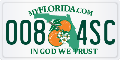 FL license plate 0084SC