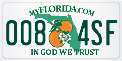 FL license plate 0084SF