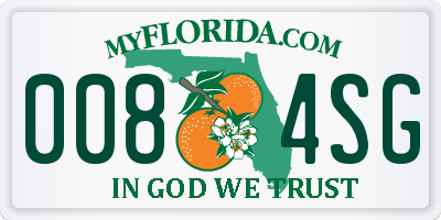 FL license plate 0084SG