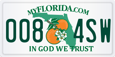 FL license plate 0084SW