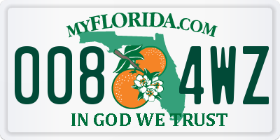 FL license plate 0084WZ