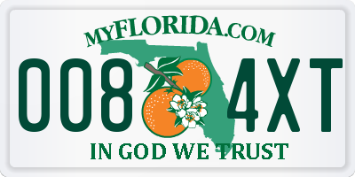 FL license plate 0084XT