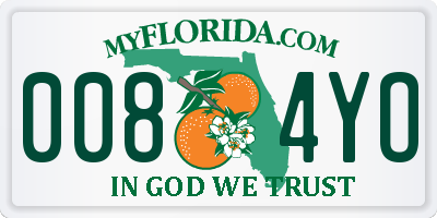 FL license plate 0084YO