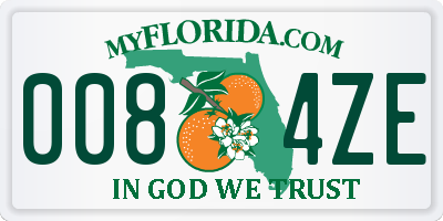 FL license plate 0084ZE