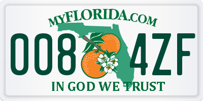 FL license plate 0084ZF