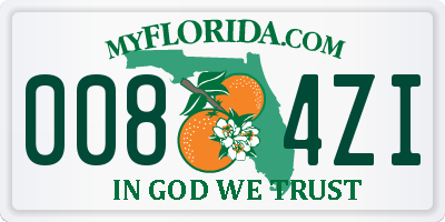 FL license plate 0084ZI