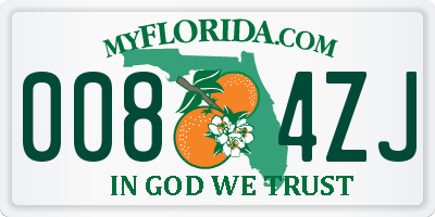 FL license plate 0084ZJ