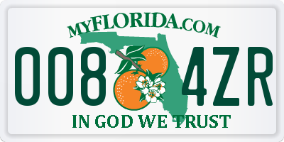 FL license plate 0084ZR
