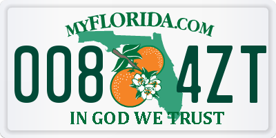 FL license plate 0084ZT