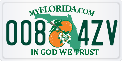 FL license plate 0084ZV