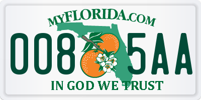 FL license plate 0085AA