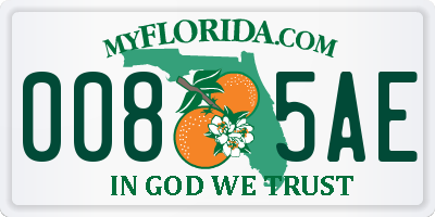 FL license plate 0085AE