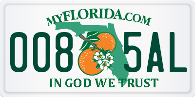 FL license plate 0085AL
