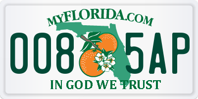 FL license plate 0085AP