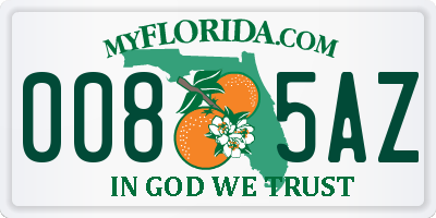 FL license plate 0085AZ