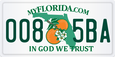 FL license plate 0085BA