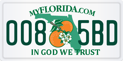 FL license plate 0085BD