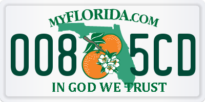 FL license plate 0085CD