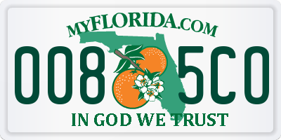 FL license plate 0085CO