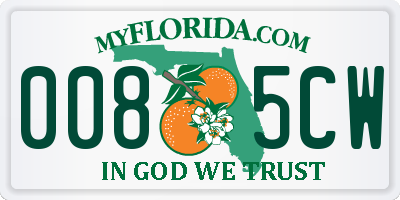 FL license plate 0085CW