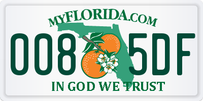 FL license plate 0085DF