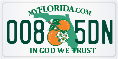 FL license plate 0085DN