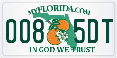 FL license plate 0085DT