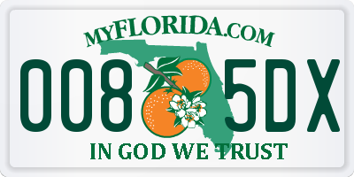 FL license plate 0085DX