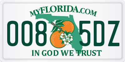 FL license plate 0085DZ