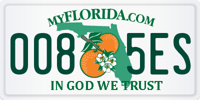 FL license plate 0085ES