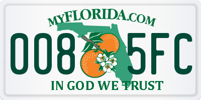 FL license plate 0085FC