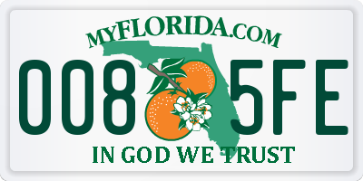 FL license plate 0085FE
