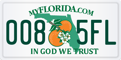 FL license plate 0085FL