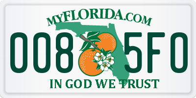 FL license plate 0085FO