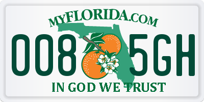 FL license plate 0085GH