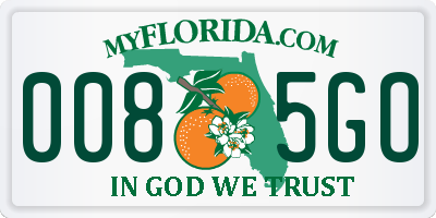 FL license plate 0085GO