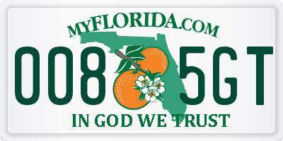 FL license plate 0085GT