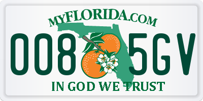 FL license plate 0085GV