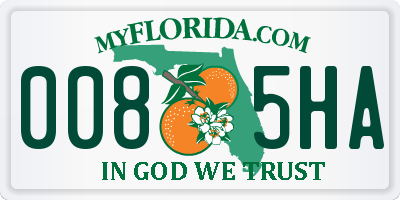 FL license plate 0085HA