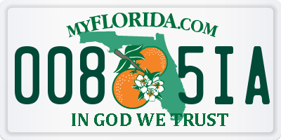 FL license plate 0085IA