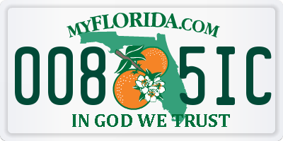 FL license plate 0085IC