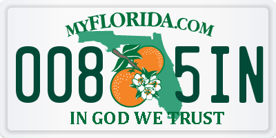 FL license plate 0085IN