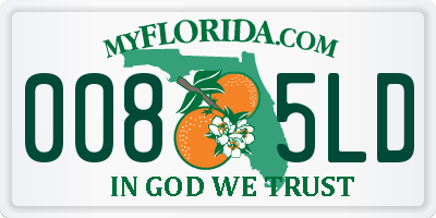 FL license plate 0085LD