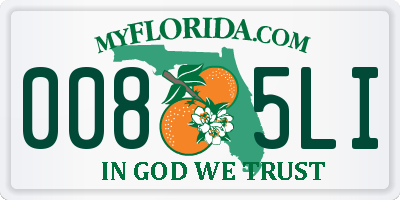 FL license plate 0085LI